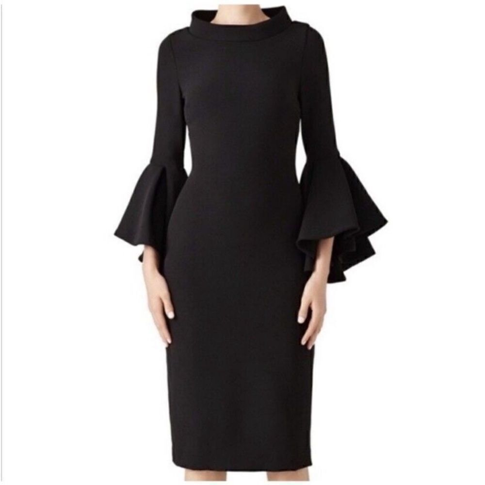 Badgley Mischka Elegant Black Bell Sleeve Dress, US6